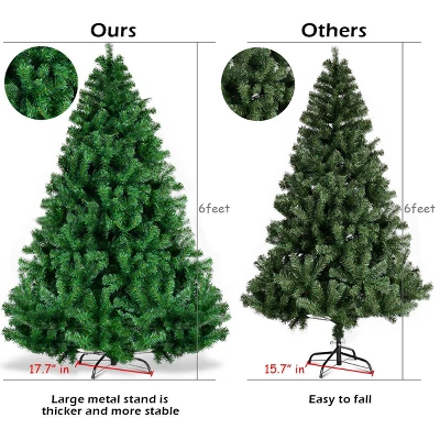 Costway 6FT/7.5FT/9FT PVC Christmas Tree Hinged Solid Metal Legs 6 Costway 6FT/7.5FT/9FT PVC Christmas Tree Hinged Solid Metal Legs - Image 4