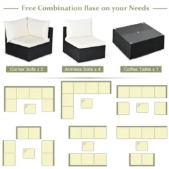 Costway 7PCS Patio Rattan Sofa Set Sectional Conversation Furniture Set Garden Beige/Navy/Gray -Costway GUEST afec78ee f166 4d0f 9216 e881cbe5cadb