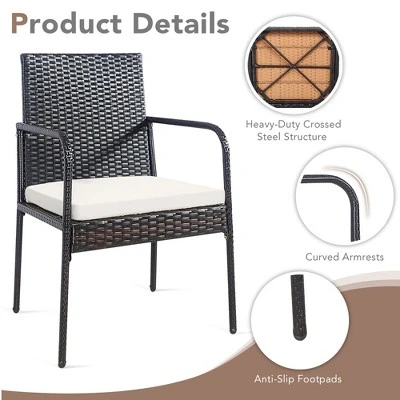Costway 4PCS Patio Wicker Rattan Dining Chairs Cushioned Seats Armrest Garden 9 Costway 4PCS Patio Wicker Rattan Dining Chairs Cushioned Seats Armrest Garden - Image 7