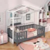 Costway Twin Size Kids House Bed With Fence Window Wooden Slats & 2 Storage Shelves 2 Costway Twin Size Kids House Bed With Fence Window Wooden Slats & 2 Storage Shelves -Costway GUEST b0994bda 2ba4 4bea b62b 1937139e850f