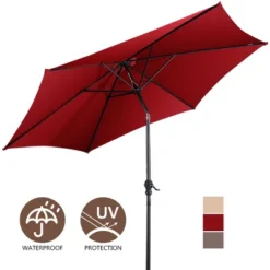 Costway 10FT Patio Umbrella 6 Ribs Market Steel Tilt W/ Crank Outdoor Garden Burgundy 17 Costway 10FT Patio Umbrella 6 Ribs Market Steel Tilt W/ Crank Outdoor Garden Burgundy -Costway GUEST b0a4653d 4ecf 4e4f a392 0cba8b5bbe33
