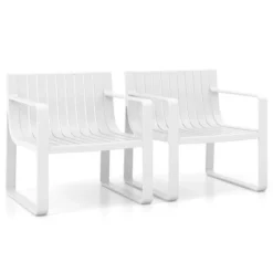 Costway Patio Chairs Set Of 2/4 Weather-resistant Plastic Outdoor Armchairs White -Costway GUEST b104b6c6 876e 428e 8564 4f46c11b13e7