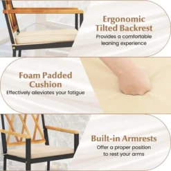 Costway 5 PCS Patio Acacia Wood Dining Set With Soft Seat Cushions Umbrella Hole For Yard -Costway GUEST b171998a 5718 4b44 8f42 55fbcbc7961e 1