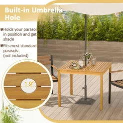 Costway Patio Dining Table Acacia Wood Square Outdoor Bistro With 1.9'' Umbrella Hole Yard -Costway GUEST b188253b 16fb 4379 965b 96dcdc863608