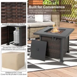 Costway 7PCS Patio Rattan Furniture Set Fire Pit Table Cover Glass Top Cushion Off WhiteBlackNavyRedTurquoise 18 Costway 7PCS Patio Rattan Furniture Set Fire Pit Table Cover Glass Top Cushion Off WhiteBlackNavyRedTurquoise -Costway GUEST b1e0db55 b281 4180 834d 099faf6d2a4d