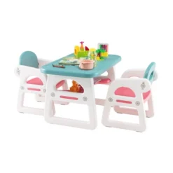 Costway 3-Piece Kids Table And Chair Set Toddler Activity Study Desk With Building Blocks -Costway GUEST b2142cd5 51fa 4527 b552 4df5d43b5af2