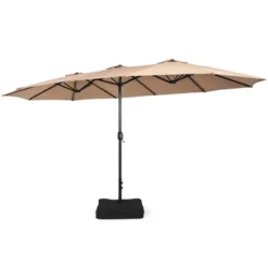Costway 15FT Double-Sided Twin Patio Umbrella Outdoor Market W/ Crank & Base GreyCoffeeTurquoiseBeigeOrangeWine -Costway GUEST b23d858a 9de4 46b1 bb73 6e9798292f95