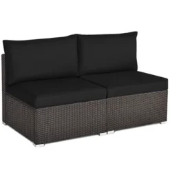 Costway 2PCS Patio Rattan Armless Sofa Sectional Furniture Conversation W/ Cushion -Costway GUEST b24a3ba7 7a77 42da 9143 c883c1b12ead