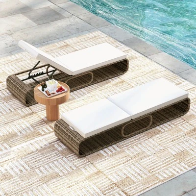 Costway 1/2 PCS Outdoor Chaise Lounge Chair With Adjustable Backrest Cushion And Storage 5 Costway 1/2 PCS Outdoor Chaise Lounge Chair With Adjustable Backrest Cushion And Storage - Image 3