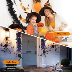 Costway 9ft Pre-lit Christmas Halloween Garland Black W/ 50 Purple LED Lights -Costway GUEST b25ac2fc bcf3 499e a541 282714f02a1d