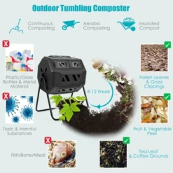 Costway Tumbling Composter 40 Gallon Garden Rotating Compost Bin With Dual Chamber Black/Green 20 Costway Tumbling Composter 40 Gallon Garden Rotating Compost Bin With Dual Chamber Black/Green -Costway GUEST b28f915d f167 4a39 9953 c4a8ba0b3b6f