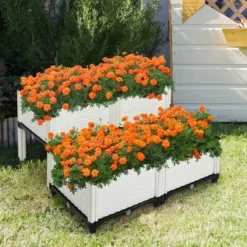 Costway Set Of 4 Raised Garden Bed Elevated Flower Vegetable Herb Grow Planter Box White -Costway GUEST b2b39834 c71c 421d b3b5 a45ea2ede986