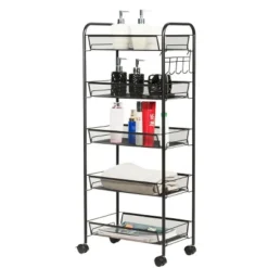 Costway 5 Tier Mesh Rolling File Utility Cart Storage Basket Home Office Kitchen Black -Costway GUEST b32cf393 f9d4 4317 afb4 c53dc366314a