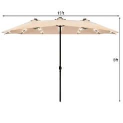Costway 15Ft Patio Double-Sided Solar LED Market Umbrella Crank BeigeTanOrangeBurgundy -Costway GUEST b3365873 cd21 4991 8f5f 70e10430ac91