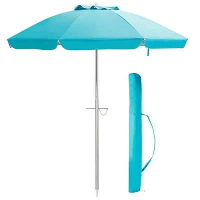 Costway 6.5 FT Patio Beach Umbrella Sun Shade Tilt Aluminum Sports Portable Carry Bag Multicolor/Blue/Turquoise/Beige 3 Costway 6.5 FT Patio Beach Umbrella Sun Shade Tilt Aluminum Sports Portable Carry Bag Multicolor/Blue/Turquoise/Beige