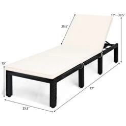 Costway 2PCS Patio Garden Rattan Lounge Chair Chaise Couch Cushioned Height Adjustable White -Costway GUEST b3916def fec8 4dad 9e17 48b59aa8bd1b