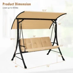 Costway 3-Seat Outdoor Porch Swing Adjustable Canopy Padded Cushions Steel Frame BeigeBlack 14 Costway 3-Seat Outdoor Porch Swing Adjustable Canopy Padded Cushions Steel Frame BeigeBlack -Costway GUEST b39ddcd9 2cf5 4223 94ea 973d24bc1990