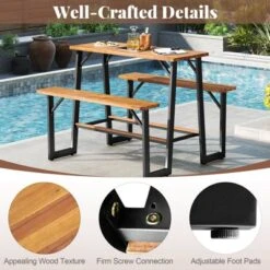 Costway Patio Picnic Table Bench Set With Acacia Wood Tabletop Benchtop Built-in Footrests 19 Costway Patio Picnic Table Bench Set With Acacia Wood Tabletop Benchtop Built-in Footrests -Costway GUEST b3f9d265 15e8 48af 8ad7 aa2e0da036ed