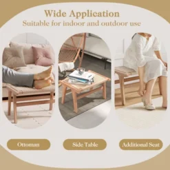 Costway 1/2 PCS Teak Wood Ottoman Footstool With Braided Rope For Living Room Bedroom Office 17 Costway 1/2 PCS Teak Wood Ottoman Footstool With Braided Rope For Living Room Bedroom Office -Costway GUEST b40f0668 3b31 48e6 8c32 b23626df8dba