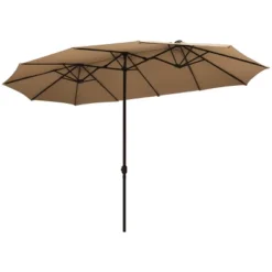 Costway 15Ft Patio Double-Sided Solar LED Market Umbrella Crank BeigeTanOrangeBurgundy -Costway GUEST b42975b9 2759 45ca bcca cf3c0782ffb6