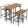 Costway 5 PCS Acacia Wood Bar Table Set Outdoor Bar Height Table & Chairs With Metal Frame 1 Costway 5 PCS Acacia Wood Bar Table Set Outdoor Bar Height Table & Chairs With Metal Frame -Costway GUEST b4850b40 8310 4b75 ad5f b35a4601d2fe