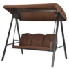 Costway Outdoor 3-Seat Porch Swing With Adjust Canopy And Cushions GrayBrown -Costway GUEST b4a4257b 6fcc 4885 8ab0 c680ebb42aef