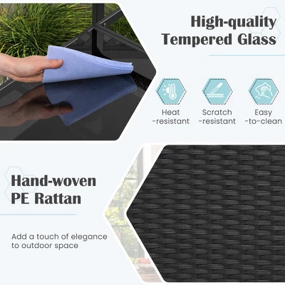 Costway Outdoor Bar Cart With Tempered Glass Top Storage Cabinet & 8 Hooks For Porch 10 Costway Outdoor Bar Cart With Tempered Glass Top Storage Cabinet & 8 Hooks For Porch - Image 8