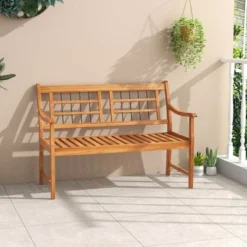 Costway Outdoor Acacia Wood Bench 2-Person Patio Bench With Slatted Seat & Backrest 15 Costway Outdoor Acacia Wood Bench 2-Person Patio Bench With Slatted Seat & Backrest -Costway GUEST b4b5367e 5c81 4566 9619 ede510e21e1c
