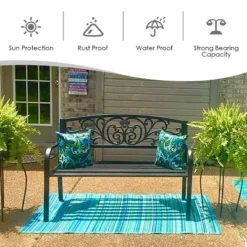 Costway 50'' Patio Park Garden Bench Porch Chair Steel Frame Cast Iron Backrest -Costway GUEST b4d21fd5 8a87 49b2 bb21 f39a423a99c0