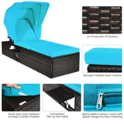Costway Patio Rattan Lounge Chair Chaise Cushioned Top Canopy Adjustable Turquoise 16 Costway Patio Rattan Lounge Chair Chaise Cushioned Top Canopy Adjustable Turquoise -Costway GUEST b4d4ade3 9351 4af1 a378 fbe6807a9959