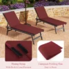 Costway 1/2 PCS Outdoor Chaise Lounge Cushion With Hook & Loop Fastener Fixing Straps Patio Red -Costway GUEST b4de19b4 f998 4f5f 9588 5030217e6816