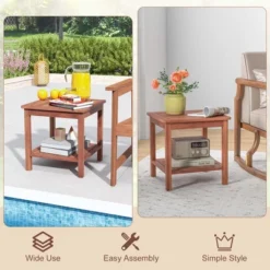 Costway Patio Acacia Wood Side Table 2-Tier Square End Table Porch Poolside Natural -Costway GUEST b574a3fc 0f27 4475 a181 1b336b3c3969