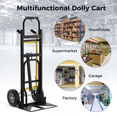 Costway 3-in-1 Convertible Hand Truck With 4 Rubber Wheels 1000 Lbs Max Load Capacity 10 Costway 3-in-1 Convertible Hand Truck With 4 Rubber Wheels 1000 Lbs Max Load Capacity - Image 8