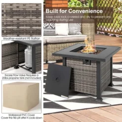 Costway 9 Pieces Patio Furniture Set With 50,000 BTU Propane Fire Pit Table Black/Gray/Navy/Red/White/Turquoise -Costway GUEST b5d8029a 9aa5 4c1c b235 eb31b638d3eb