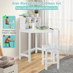 Costway Kids Corner Desk & Chair Set Wooden Study Writing Workstation With Storage & Hutch -Costway GUEST b5e0822d f3f7 48e6 bb90 1eb05b43e364