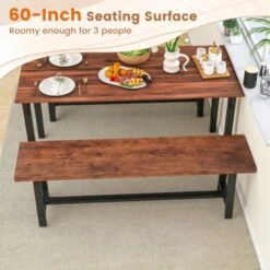 Costway 1/2 PCS 60" Dining Bench 3 Person Entryway Shoe Bench With Metal Frame For Hallway -Costway GUEST b5fc1aed 65bc 47ae b23e 2f869db3ac17