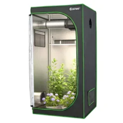 Costway 32''x32''x63''Mylar Hydroponic Grow Tent W/Observation Window & Floor Tray GrayBlack -Costway GUEST b69d91f3 5d2b 4464 8616 cf4bd9bb0ffe