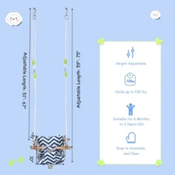 Costway Baby Canvas Hanging Swing Cotton Hammock Toy For Toddler BluePink -Costway GUEST b6c3b7b2 bbb9 4392 90e9 4e1990717d11