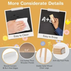 Costway Kids House-Shaped Table & Chair Set Wooden Toy Organizer Cabinet With Blackboard Grey/White -Costway GUEST b6e8509a 75d5 49bb a558 6cca0a0e6fae