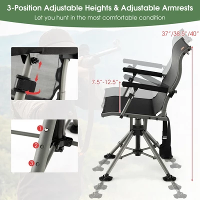 Costway 360 Degree Silent Swivel Hunting Chair W/ All-terrain Feet Pads Support 400 LBS 7 Costway 360 Degree Silent Swivel Hunting Chair W/ All-terrain Feet Pads Support 400 LBS - Image 5