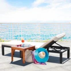 Costway Patio Rattan Lounge Chair Chaise Couch Cushioned Height Adjustable Pool Garden White -Costway GUEST b7fcd3cb f258 4fd8 b9fa f2e923f063b2