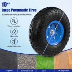 Costway Garden Cart Patio Wagon Roll Work Seat With Tray Basket Extendable Handle Blue/Red/Green -Costway GUEST b82686c5 a1ec 42a6 90a9 963576226fcf