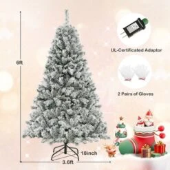 Costway 6 FT/7FT/8FT Pre-Lit Christmas Tree 3-Minute Quick Shape Flocked Decor With 300/450/600 LED Lights 16 Costway 6 FT/7FT/8FT Pre-Lit Christmas Tree 3-Minute Quick Shape Flocked Decor With 300/450/600 LED Lights -Costway GUEST b828fda2 b022 43aa 923f 107fe1c42cd5