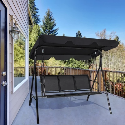 Costway Outdoor Patio Swing Canopy 3 Person Canopy Swing Chair Patio Hammock Black 4 Costway Outdoor Patio Swing Canopy 3 Person Canopy Swing Chair Patio Hammock Black - Image 2