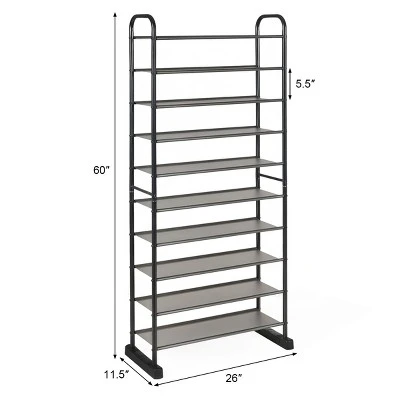Costway 10-Tier Shoe Rack Space-saving Shoe Organizer W/Metal Frame Shoe Tower 3 Costway 10-Tier Shoe Rack Space-saving Shoe Organizer W/Metal Frame Shoe Tower