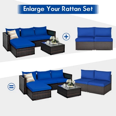 Costway 2PCS Patio Rattan Armless Sofa Sectional Furniture 6 Costway 2PCS Patio Rattan Armless Sofa Sectional Furniture - Image 4