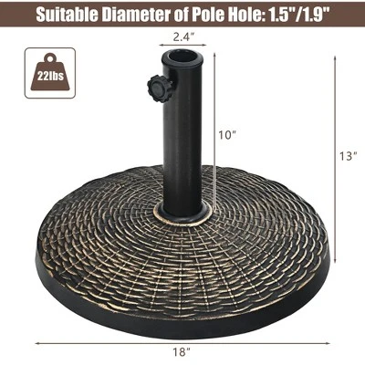 Costway 22 Lbs Round Resin Patio Umbrella Base Stand Holder W/ Adjustable Knob 5 Costway 22 Lbs Round Resin Patio Umbrella Base Stand Holder W/ Adjustable Knob - Image 3