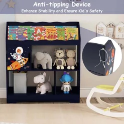 Costway Toy Storage Organizer 3-In-1 Kids Toy Shelf With Book Shelf, Storage Cabinet White/Blue -Costway GUEST b88a1432 e115 451e 9aca df8d6004f56b