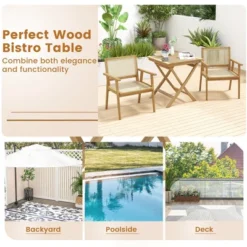 Costway 27.5" Patio Bistro Table With Slatted Tabletop Indonesia Teak Wood & Thickened Top -Costway GUEST b89d29cd d132 45b0 942f f5659a5f2116