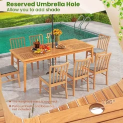 Costway 8-Person Outdoor Acacia Wood Dining Table With 1.96" Umbrella Hole Rectangular -Costway GUEST b8a0d065 777e 4c06 82d4 4d9f78eaf4ec